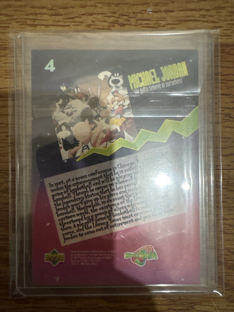Michael Jordan 4 (Category: Raw Singles) located in Makati City. Submitted by henry.g1 (Listing ID 1470561226, Image 2). Description: Near mint Upper Deck Michael Jordan Space Jam #4.