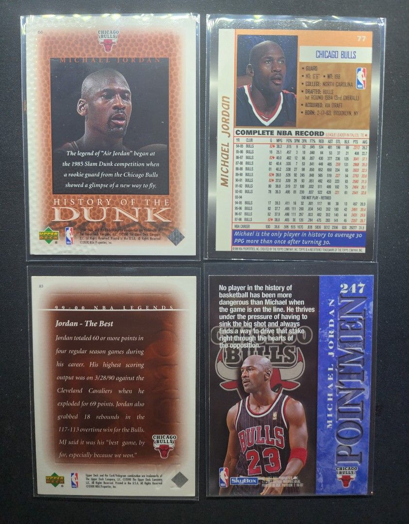 Michael Jordan 66, 77, 83, 247 (Category: Raw Singles) located in Manila. Submitted by kg613 (Listing ID 1470586481, Image 2). Description: 650 each 600 each if lot .