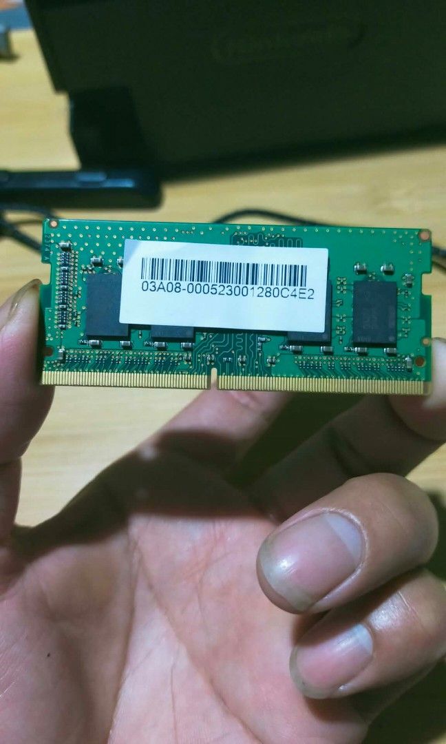 Micron 8GB DDR4 SO-DIMM laptop memory module (Category: Hard Disks & Thumbdrives) located in Caloocan City. Submitted by chani7878 (Listing ID 1470589056, Image 3). Description: RFS nagupgrade lang nang mas mataas na ram Brand: Micron Capacity: 8GB Type: DDR4 SO-DIMM (260-pin, designed for notebooks, mini-PCs, or all-in-one computers) Speed/Frequency: 3200 MHz (PC4-3200AA) Rank/Configuration: 1Rx8 (Single-rank, 8-bit devices MTA8ATF1G64HZ-3G2J1.