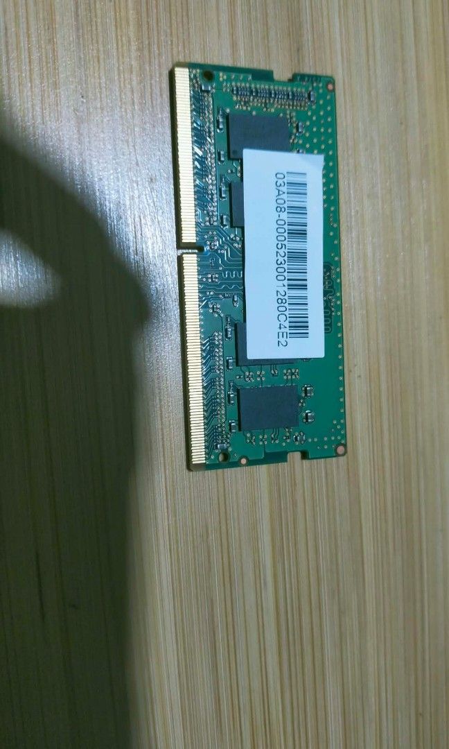 Micron 8GB DDR4 SO-DIMM laptop memory module (Category: Hard Disks & Thumbdrives) located in Caloocan City. Submitted by chani7878 (Listing ID 1470589056, Image 2). Description: RFS nagupgrade lang nang mas mataas na ram Brand: Micron Capacity: 8GB Type: DDR4 SO-DIMM (260-pin, designed for notebooks, mini-PCs, or all-in-one computers) Speed/Frequency: 3200 MHz (PC4-3200AA) Rank/Configuration: 1Rx8 (Single-rank, 8-bit devices MTA8ATF1G64HZ-3G2J1.