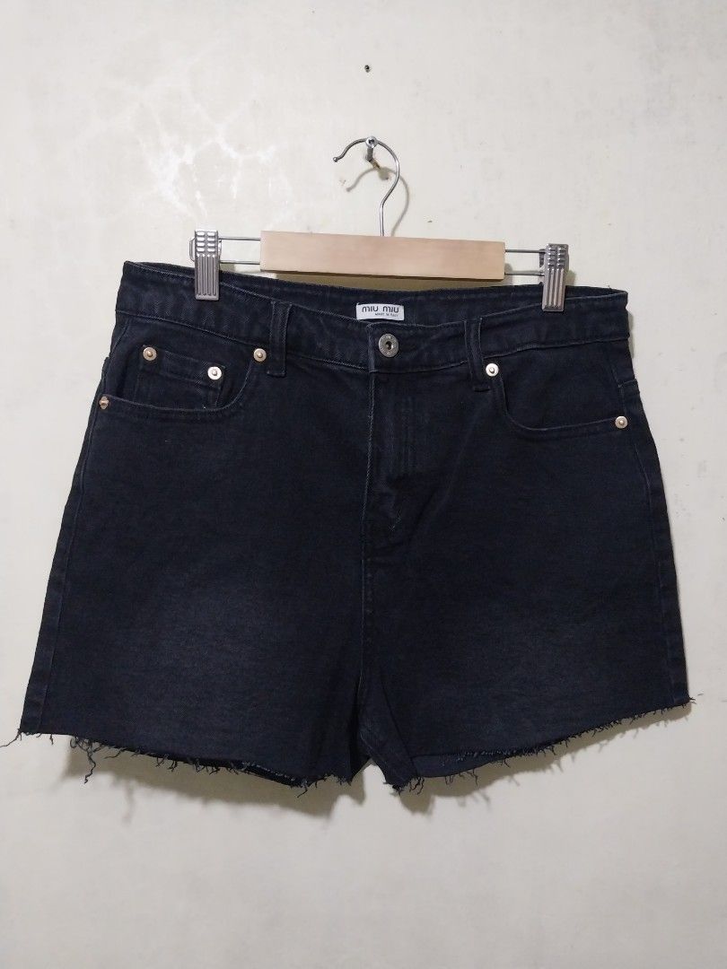 Miu Miu Black Denim Shorts Size S (Category: Shorts) located in Manila. Submitted by PrinceDani.Clothing (Listing ID 1470593221, Image 3). Description: miu miu black denim shorts Size 29-30in waist 14in length excellent condition .