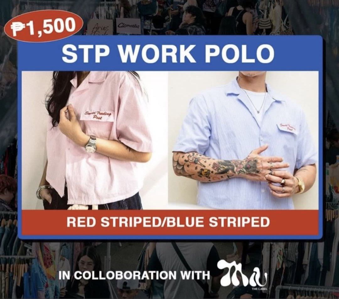 Miu The Label STP Work Polo Blue Striped (Category: Tshirts & Polo Shirts ) located in Mandaluyong City. Submitted by johnsgaragesale (Listing ID 1470641132, Image 2). Description: - Collaboration item: Miu The Label x South Trading Post - Original retail price: ₱1,500 - Size Small.