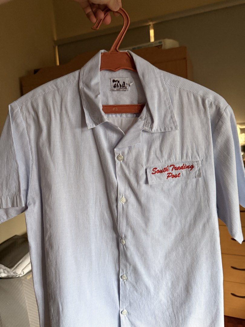 Miu The Label STP Work Polo Blue Striped (Category: Tshirts & Polo Shirts ) located in Mandaluyong City. Submitted by johnsgaragesale (Listing ID 1470641132, Image 3). Description: - Collaboration item: Miu The Label x South Trading Post - Original retail price: ₱1,500 - Size Small.