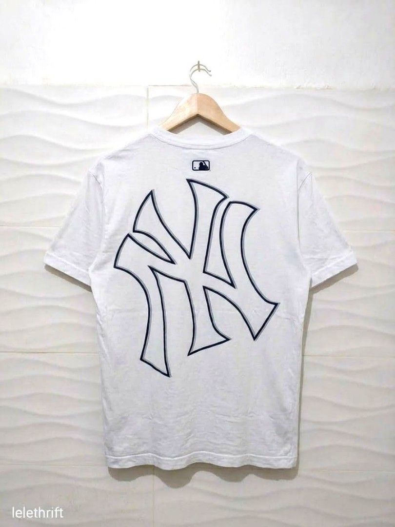 MLB NY t-shirt (Category: Tshirts & Polo Shirts ) located in Batangas. Submitted by lelethrift.com (Listing ID 1470713021, Image 2). Description: size: Medium fits Authentic! Excellent to brand new condition patch minimal design sa front Embossed print backhit no issue, 10/10 color rate no yellow stains complete tags with washtag.