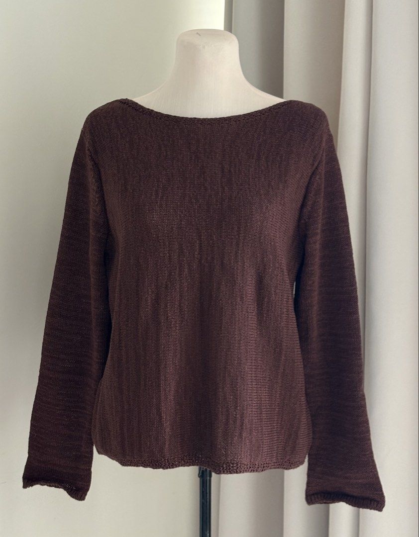 MNG Knit Sweater | Brown (Category: Longsleeves) located in Manila. Submitted by thecloseteditph (Listing ID 1470645222, Image 1). Description: Authentic MNG Knit Sweater • Long sleeves • Relaxed fit • Open-knit texture .