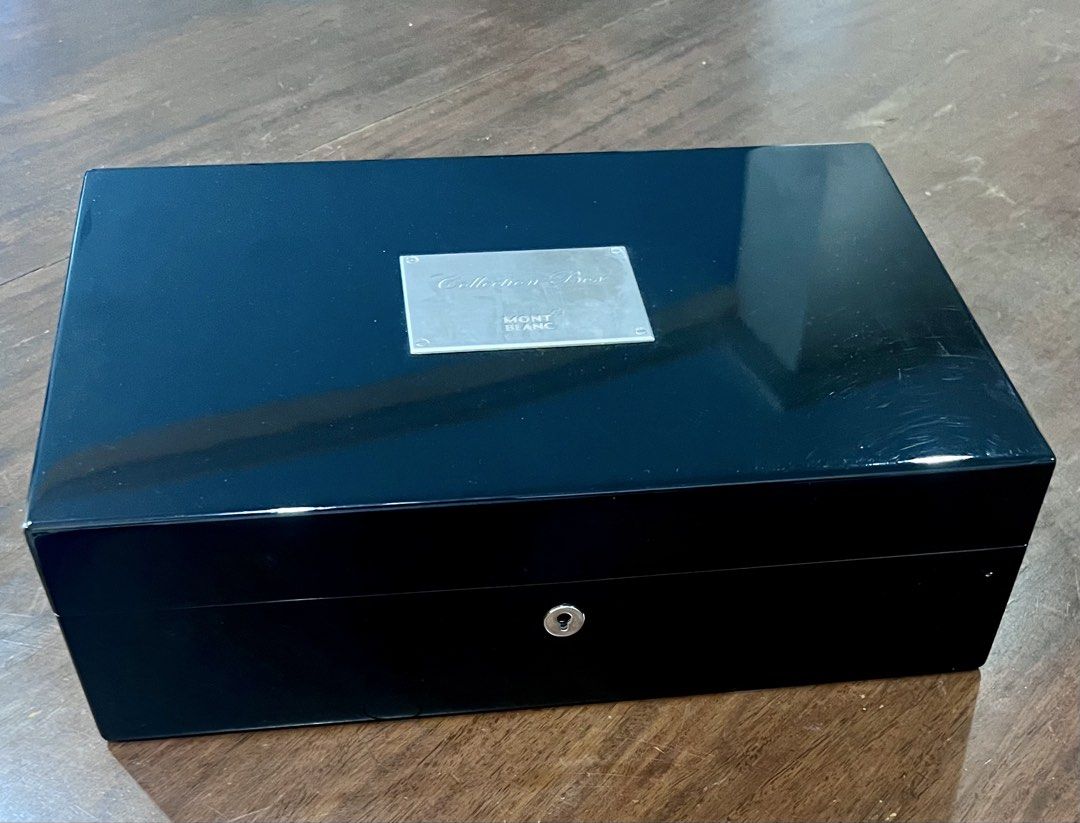 Montblanc Collection Box (Category: Other Stationery & Craft) located in Manila. Submitted by pickfirst (Listing ID 1470684698, Image 1). Description: Original Montblanc Collection Box for 20 writing instruments. Lacquered black box with velvet lining. Comes with 2 keys. Pristine condition and complete set with box. .