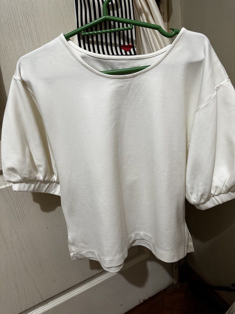 Mosaic White Puff Sleeve Top (Category: Blouses) located in Balanga. Submitted by jamilbeauty5 (Listing ID 1470737699, Image 1). Description: - Brand: Mosaic - Color: White - Style: Short sleeve top with cute puff sleeves and rounded neckline - Condition: Clean overall - Care: Hand wash cold recommended - Versatile piece, easy to match with jeans or skirts - guaranteed authentic, bought from store. - brand new, washed but NOT worn.