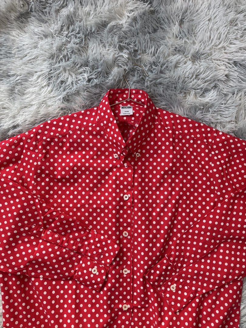Moschino Mare Polkadots Longsleeves (Category: Longsleeves) located in Taguig. Submitted by mrwickjohn67 (Listing ID 1470732036, Image 1). Description: Like new. Boxy oversized fitting Issue: none Size: in inches (WXL) 25.5x27.5.