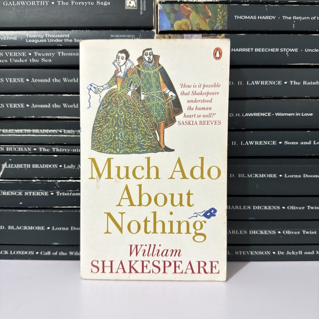 Much Ado About Nothing by William Shakespeare paperback (Category: Storybooks) located in Lingayen. Submitted by readwjane (Listing ID 1470668061, Image 1). Description: - Title: Much Ado About Nothing by William Shakespeare - Edition: Penguin Classics paperback - Cover: Vintage character illustration - Condition: Clean copy, readable pages with light shelf wear on edges - Ideal for: Literature collections and students.
