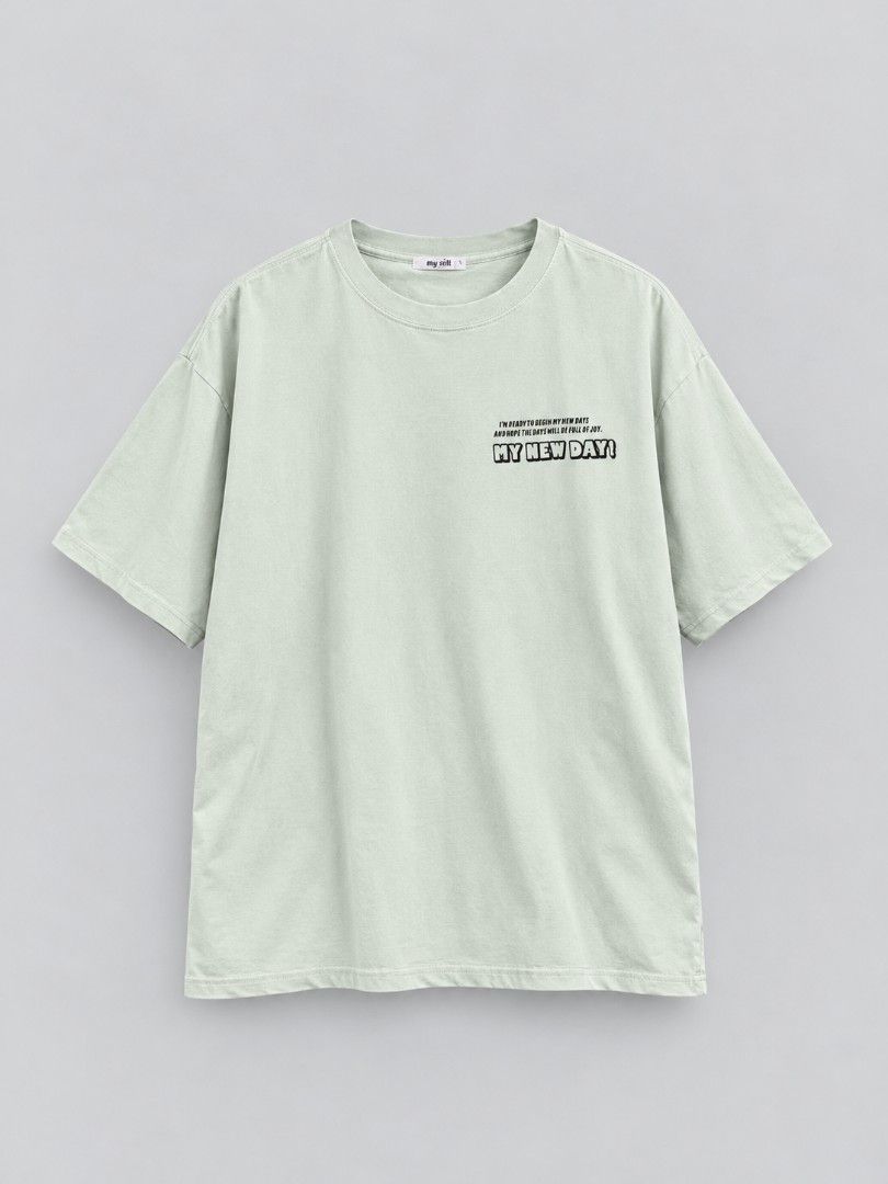 My Call My New Day Light Green Tee (Category: Tshirts & Polo Shirts ) located in Lapu Lapu. Submitted by rebuild.arkives (Listing ID 1470616683, Image 2). Description: ‎My Call My New Day Light Green Tee ‎ ‎📏 Size Guide (Inches): ‎Length: 29 ‎Width: 23 ‎ ‎Color: 10/10 ‎Condition: 10/10 ‎Issue: None ‎ ‎📝 Heads up: ‎• This is a thrift item so please manage your expectations. ‎• Color may slightly differ due to lighting. ‎• Washed and ready to wea