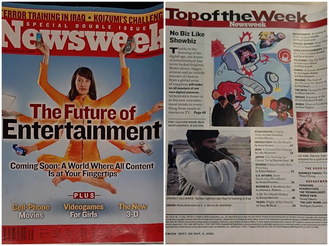 Newsweek Magazine 2005-2006 Issues (Category: Magazines) located in Las Pinas. Submitted by randomstuff.ph (Listing ID 1470586011, Image 3). Description: 2005-2006 Newsweek International magazine bundle PRICE PHP400 = Take all 7 PHP80 = 1pc CONDITION - Well-used TOPICS FEATURED - US Politics - Middle East - Technology - And many more.