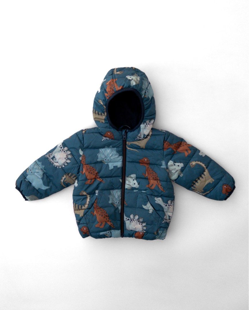 NEXT Dino Puffer Jacket (Category: Babies & Kids Fashion) located in Makati City. Submitted by badethskie (Listing ID 1470587370, Image 1). Description: 12-18 mos on tag NO issue/flaws .