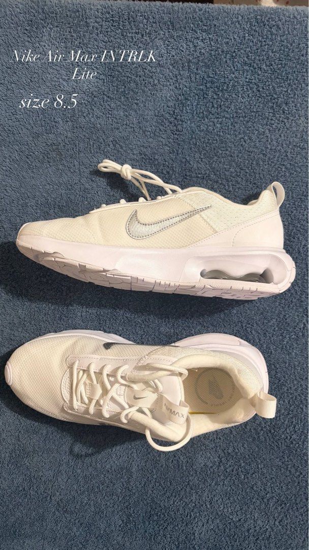 Nike Air Max INTRLK Lite Size 8.5 (Category: Sneakers) located in Manila. Submitted by infectiouslyy (Listing ID 1470641195, Image 1). Description: - Brand: Nike - Model: Air Max INTRLK Lite - Color: Clean White with Silver Swoosh - Size: 8.5 US - Design: Classic low-top with breathable mesh upper and textured overlays - Comfort: Visible Air cushioning unit in the heel - Condition: Ready to wear, laces included.