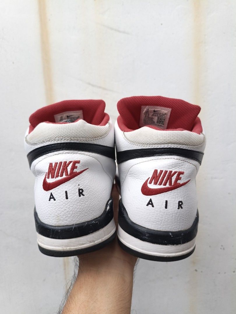 Nike Flight Legacy White Red Black Size 10 US (Category: Sneakers) located in Imus. Submitted by grindhouse.thriftshop (Listing ID 1470631898, Image 3). Description: - Brand/Model: Nike Flight Legacy - Colorway: White / Black / Red - Size: 10 US - Style: Mid-top silhouette with tumbled leather upper - Features: Visible Air unit in heel, classic Air Flight tongue branding, and embroidered Nike Air logo on the back - Condition: Minor dirt on soles 