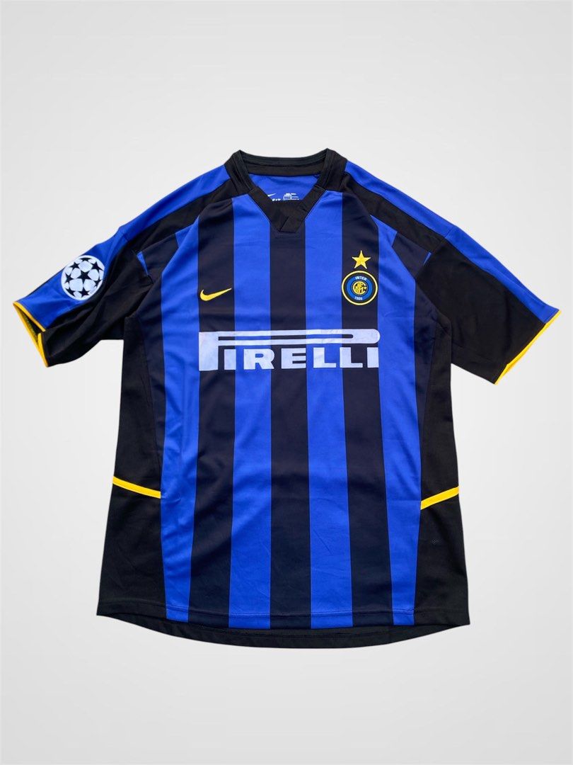 Nike Milan (Category: Tshirts & Polo Shirts ) located in Bauang. Submitted by thriftydetrese (Listing ID 1470668299, Image 1). Description: Nike Inter Milan 2002/2003 Firelli Soccer Jersey Size Large W- 23 L- 28 No issue Excellent Condition .