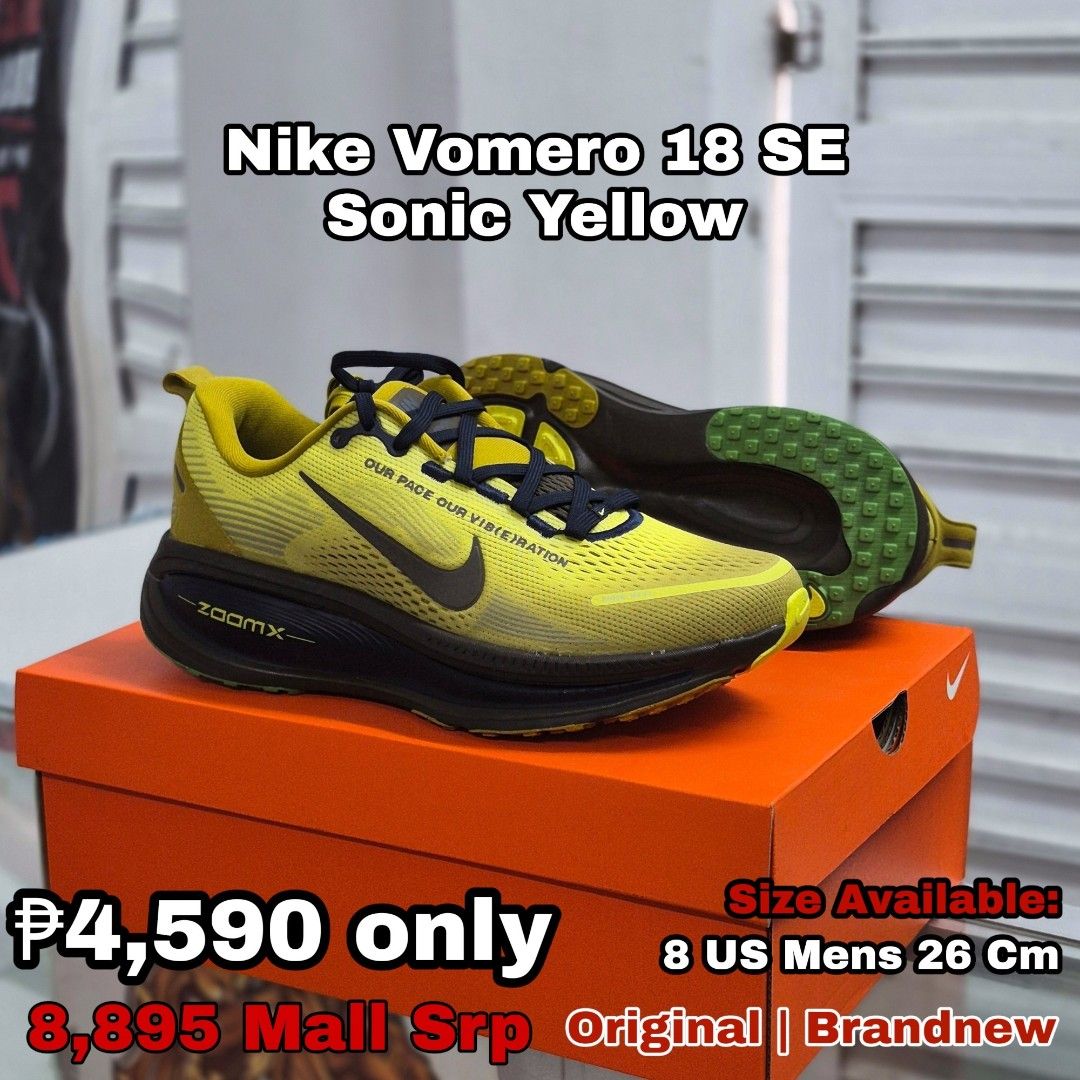 Nike Vomero 18 SE Sonic Yellow - Decluttering (Category: Sneakers) located in Makati City. Submitted by _mrsale (Listing ID 1470736187, Image 2). Description: FOR SALE 🚨 Available today! Nike Vomero 18 SE Sonic Yellow ✅ Now ₱4,590 ONLY ✅ ❌ From ₱8,895 mall srp❌ Size Available: 8 US MENS 26 cm Check the comment section for more details. Message us now 📩 #MrSale.