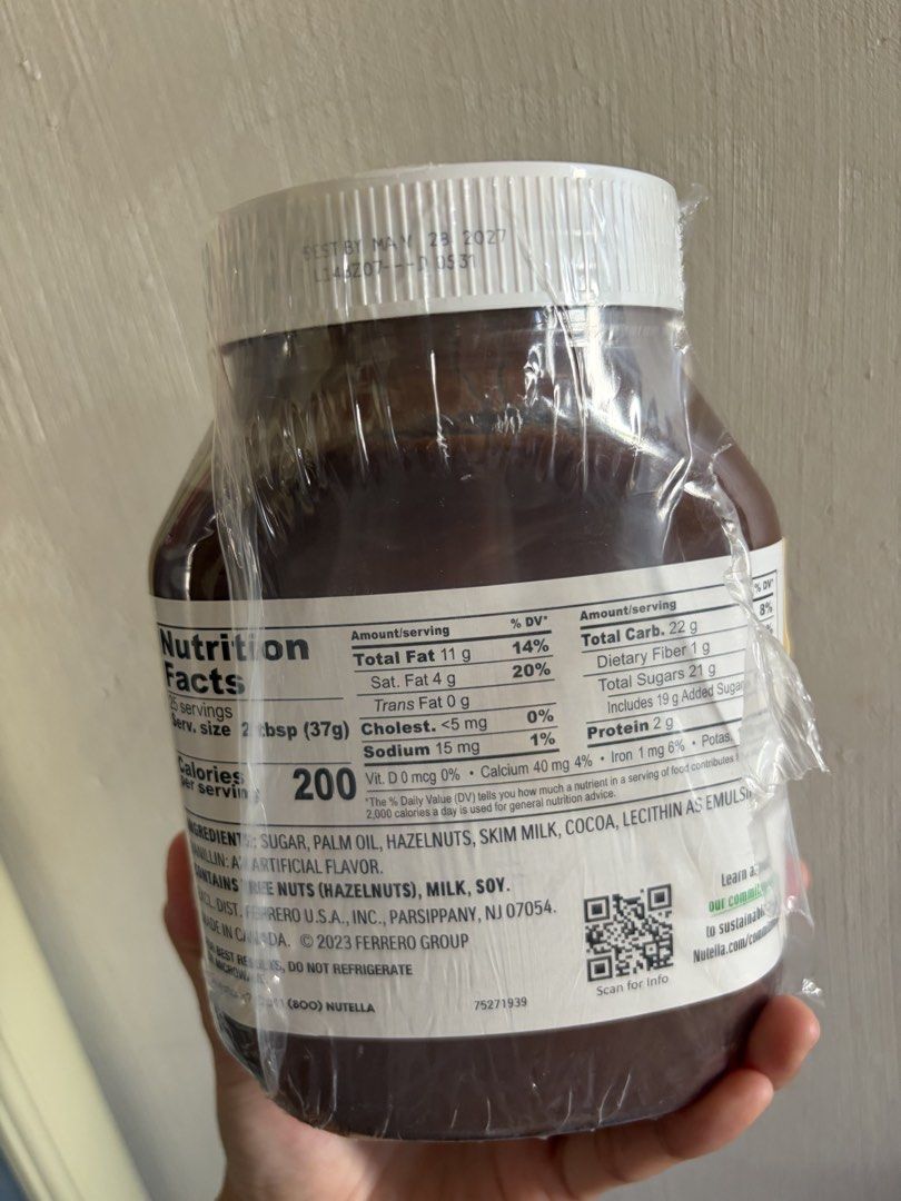 Nutella Hazelnut Spread with Cocoa Large Jar (Category: Packaged & Instant Food) located in Dagupan City. Submitted by beltranmon75535 (Listing ID 1470701114, Image 3). Description: Nutella 950g Best by May 28, 2027 650 + sf Loc: Dagupan City Payment first .