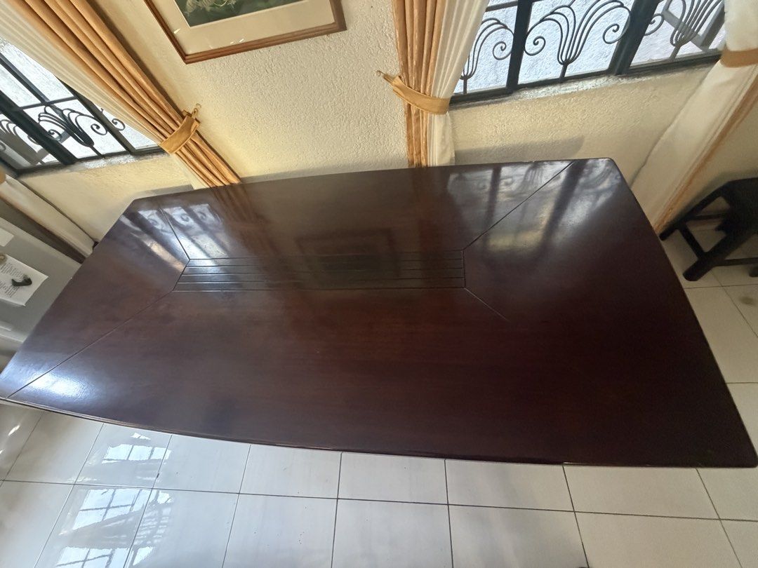 Office Conference Table (8-Seater, solid wood) (Category: Office Furniture & Fixtures) located in Taguig. Submitted by marcann01 (Listing ID 1470695246, Image 3). Description: For Sale Office Conference Table (8 seater, solid wood) Condition: Used with slight surface damage/chips at the side of table (see pics) Length: 240 cm. Width: 120 cm. Height: 76 cm. Price: Php 10,000 For pick up at Paranaque and delivery fee to be shouldered by the buyer..