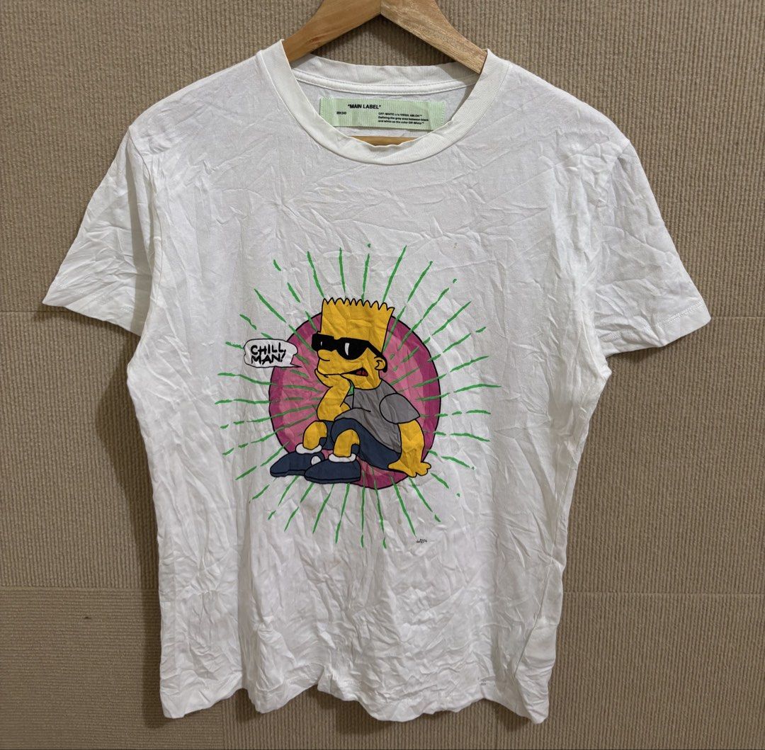 OFF-WHITE X SIMPSON (Category: Tshirts & Polo Shirts ) located in San Fernando. Submitted by jyyyshytt (Listing ID 1470684504, Image 1). Description: Excellent condition No issue Color rate:9.5/10 Dimensions:W19 L25.