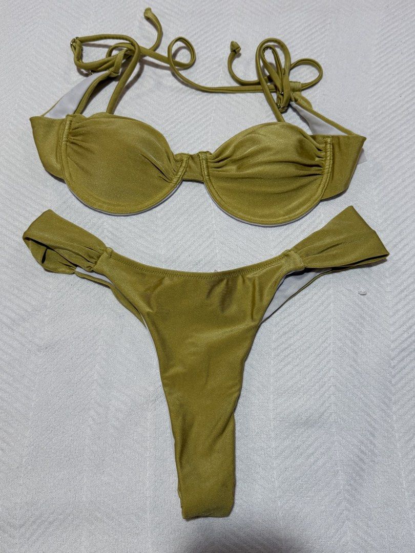 Olive Green Underwire Bikini Set Size M (Category: Bikinis & Swimsuits) located in Pateros City. Submitted by daisy03052000 (Listing ID 1470696877, Image 1). Description: worn once .