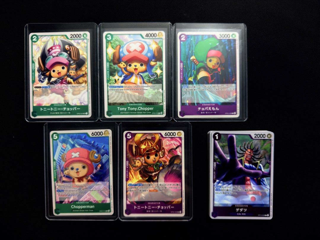 One piece tony tony chopper cards (Category: Card Packs) located in Manila. Submitted by aurom (Listing ID 1470629285, Image 2). Description: 250 per set, last set with chopper don card is 350.