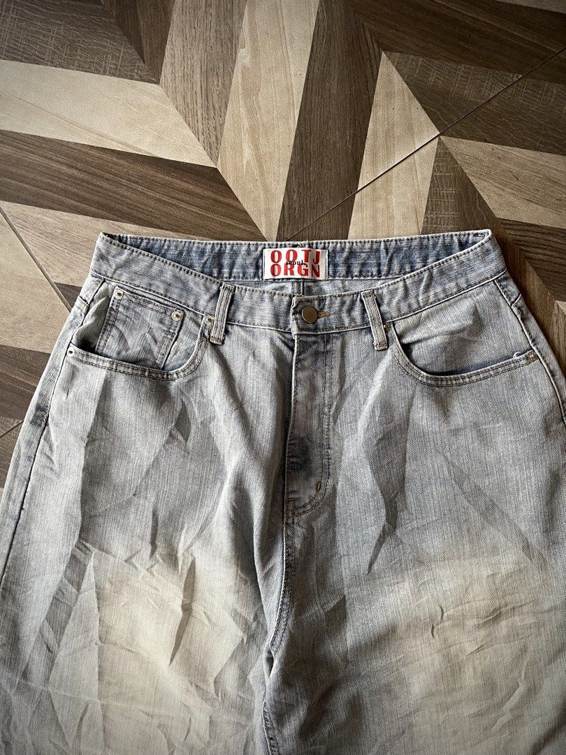 OOTJ ORGN Light Washed Baggy Jeans (Category: Jeans) located in Pagadian. Submitted by thrift.wrld (Listing ID 1470653253, Image 3). Description: (OOTJ ORGN Light Washed Baggy Jeans ) Dimensions: • Waist: 32 • Length: 41 • Thigh: 16 • Hem: 11.5 Drop Prices: • Mine: 500 + ₱9O shipping fee (sf) Details: • 1O/1O Color rate • Flawless, As new condition with zero flaws • Need wash • Hard Denim.
