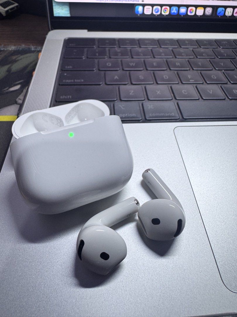 ORIGINAL Apple AirPods 4 with Active Noise Cancellation (Category: Earphones) located in Marikina City. Submitted by roystmichael.cloud (Listing ID 1470595530, Image 2). Description: - bought from The Loop at BGC Dec 2024 - Model: Apple AirPods 4 with Active Noise Cancellation (MXP93ZA/A) - Condition: Fully tested, working perfectly, excellent battery health, and very clean - Inclusions: Original retail box, charging case, and both earbuds - Free