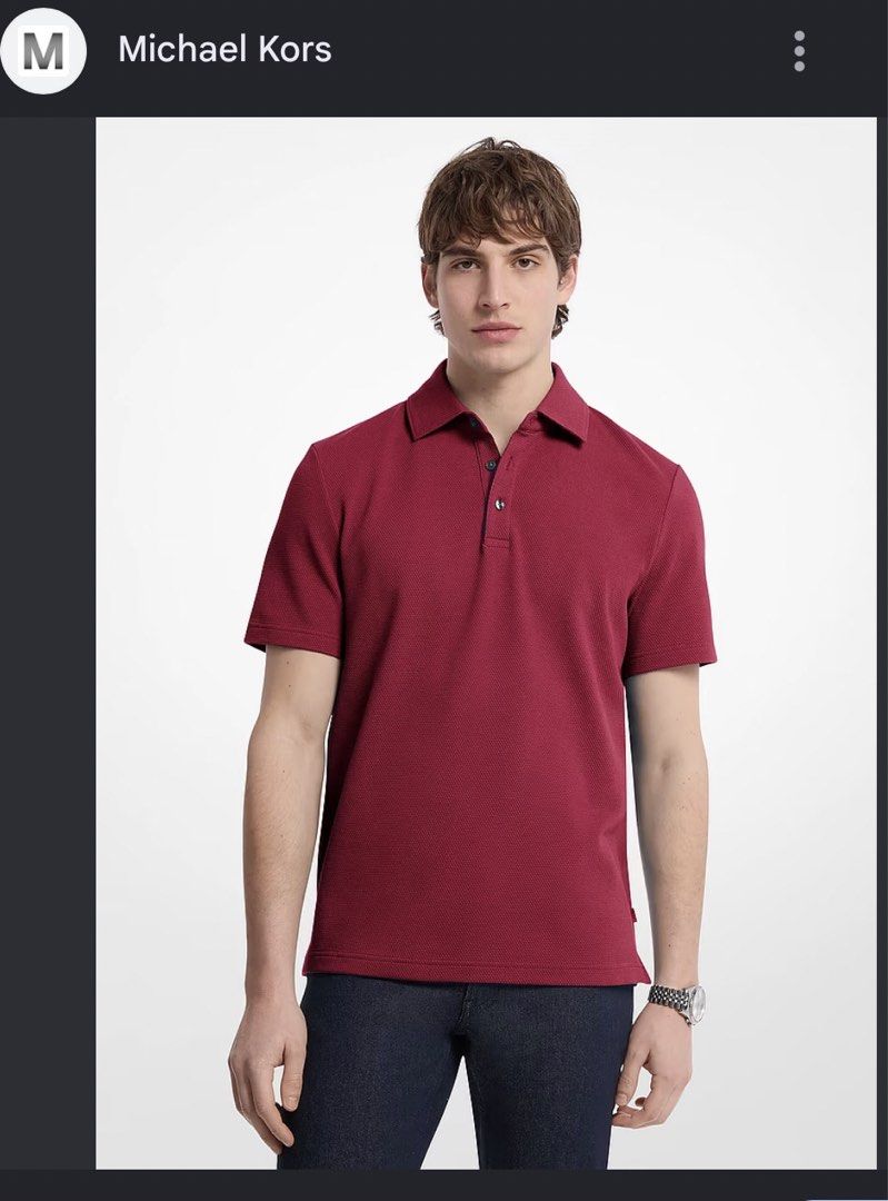Original Michael Kors Maroon Polo Shirt (Category: Tshirts & Polo Shirts ) located in Apalit. Submitted by brandednewprebycharie (Listing ID 1470689661, Image 2). Description: - Brand: Michael Kors - Color: Maroon / Deep Burgundy - Material: Textured cotton - Fit: Regular fit with short sleeves and classic collar - Condition: Brand new with original retail tags attached - Perfect for casual outings and easy to pair with jeans or chinos.