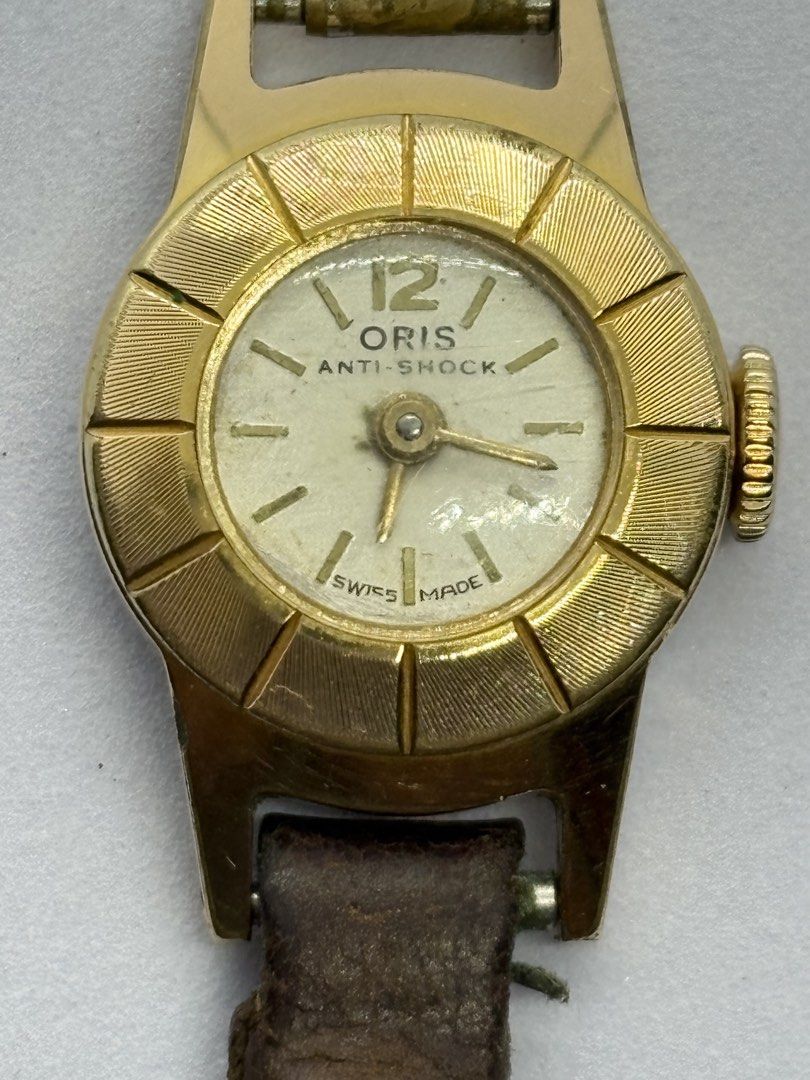 Oris swiss dainty watch AS IS (Category: Women's Watches) located in Quezon City. Submitted by rentoti (Listing ID 1470706786, Image 1). Description: Selling a beautiful vintage Oris “Anti-Shock” ladies’ mechanical watch from around the 1950s/1960s. Great project piece for a watch hobbyist, collector, or for parts. Details & Condition: • Case: 10 Microns Gold Plated (Plaque G10) with a unique textured sunburst bezel. Shows natural vintage wear an