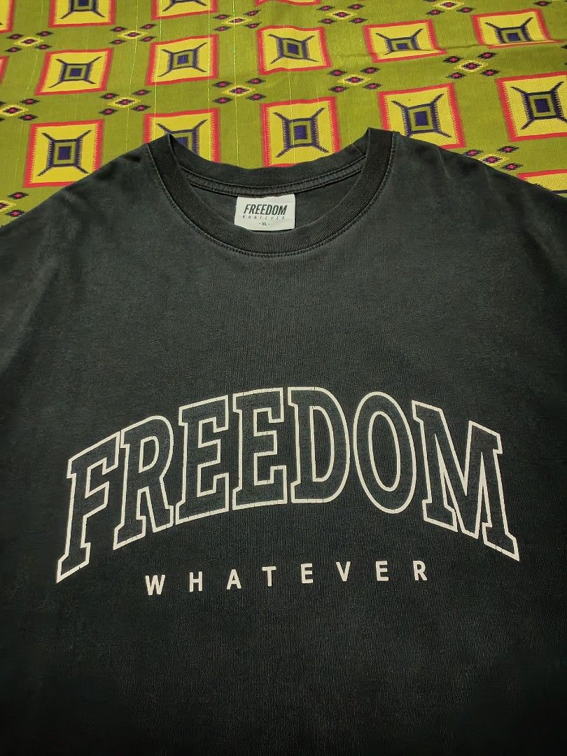 Oversized Freedom Whatever Black Tee (Category: Tshirts & Polo Shirts ) located in Lapu Lapu. Submitted by rebuild.arkives (Listing ID 1470637750, Image 2). Description: Oversized Freedom Whatever Black Tee ‎ ‎📏 Size Guide (Inches): ‎Length: 31 ‎Width: 24 ‎ ‎Color: 10/10 ‎Condition: 9/10 ‎Issue: None ‎📝 Heads up: ‎• This is a thrift item so please manage your expectations. ‎• Color may slightly differ due to lighting. ‎• Washed and ready to wea