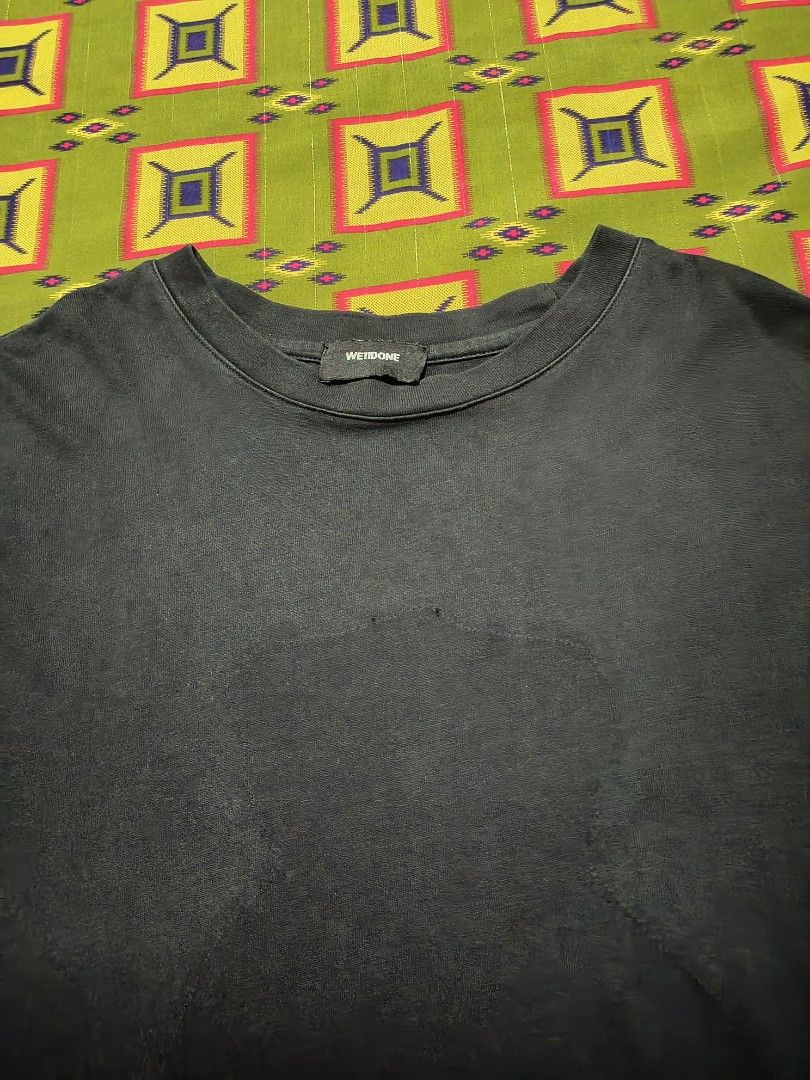 Oversized WE11DONE Black Tee (Category: Tshirts & Polo Shirts ) located in Lapu Lapu. Submitted by rebuild.arkives (Listing ID 1470636343, Image 2). Description: ‎Oversized WE11DONE Black Tee ‎ ‎📏 Size Guide (Inches): ‎Length: 29 ‎Width: 25 ‎ ‎Color: 10/10 ‎Condition: 9/10 ‎Issue: Graphics Design Removed ‎📝 Heads up: ‎• This is a thrift item so please manage your expectations. ‎• Color may slightly differ due to lighting. ‎• Washed and ready to