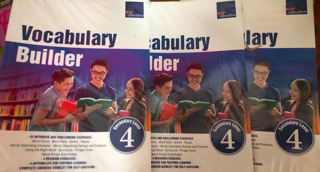 [PB] Grade 10 - Vocabulary Builder (Secondary Level 4) textbook (Category: Assessment Books) located in San Juan City. Submitted by ttanmien (Listing ID 1470665082, Image 1). Description: ⚜️✨⚜️✨⚜️✨⚜️✨⚜️✨⚜️ 💁🏻‍♀️SELLING PRICE: ₱100 each Original Price: Around ₱400 each 💁🏻‍♀️Book Genre: NonFiction, Workbook/Assessment, Educational Activity Book, Early Childhood Education (ECE) 💁🏻‍♀️Book insight: Vocabulary Builder (Secondary Level 4), a speci