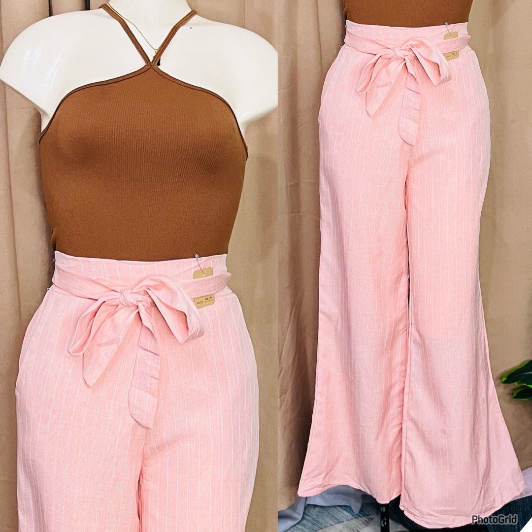 Peach Striped Trouser Pants | S: 26-30 (Category: Jeans) located in Manila. Submitted by bengirlclothing (Listing ID 1470590159, Image 2). Description: - Color & Pattern: Peach with vertical white stripes -Size: 26-30 inches -Length: 40 inches .