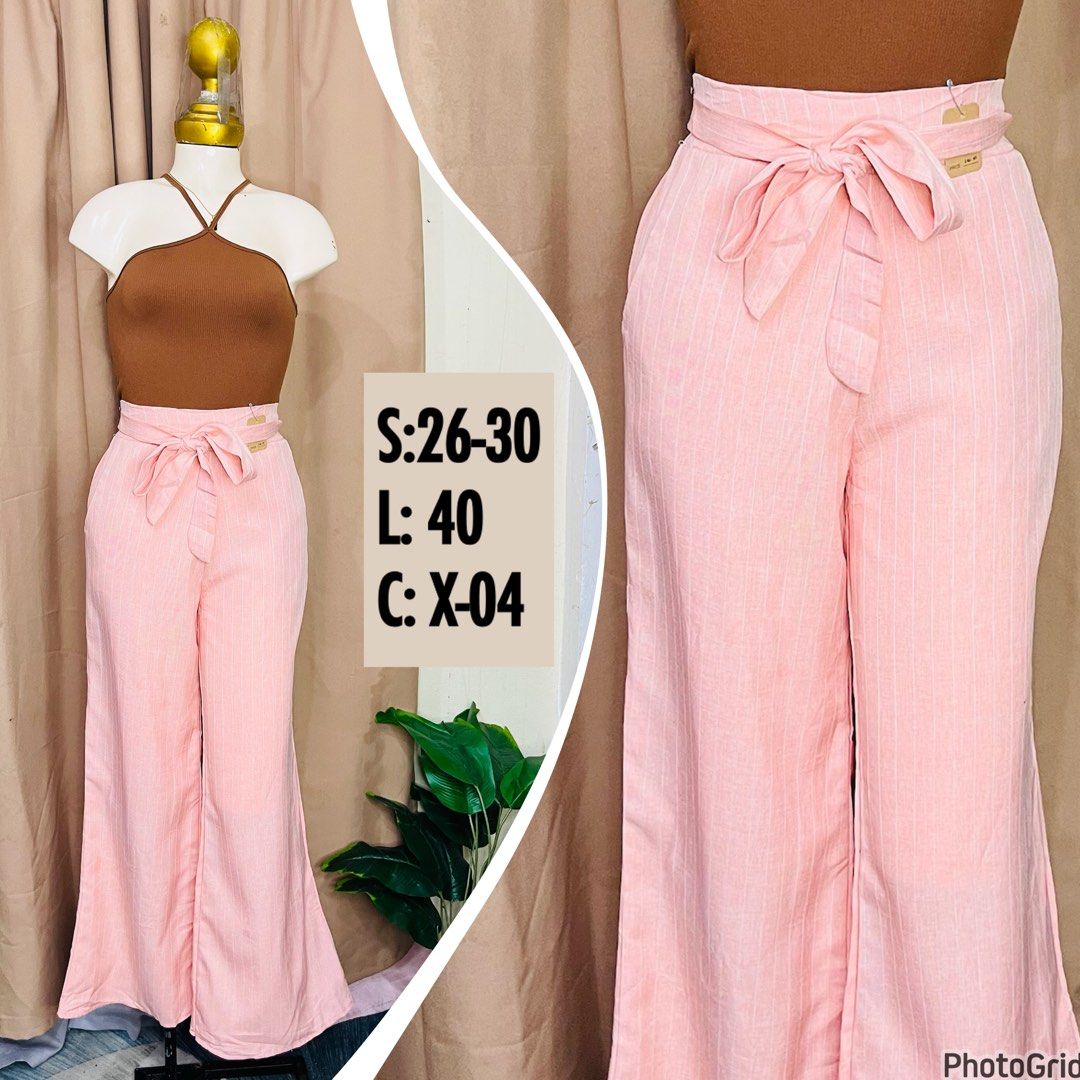 Peach Striped Trouser Pants | S: 26-30 (Category: Jeans) located in Manila. Submitted by bengirlclothing (Listing ID 1470590159, Image 1). Description: - Color & Pattern: Peach with vertical white stripes -Size: 26-30 inches -Length: 40 inches .