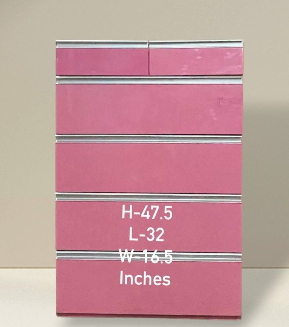 Pink Chest Drawer Dresser (Category: Shelves, Cabinets & Racks) located in Quezon City. Submitted by dannikkishoppe2 (Listing ID 1470654609, Image 1). Description: Pink Chest Drawer Dresser ‼️₱8000‼️ 📏 Size: • H47.5 L 32 W16.5 inches Please manage your expectations as there might be minimal flaws. Color may vary due to lighting, it may appear darker or lighter in person. Check photos first before buying. Please refrain from purchasing if you are