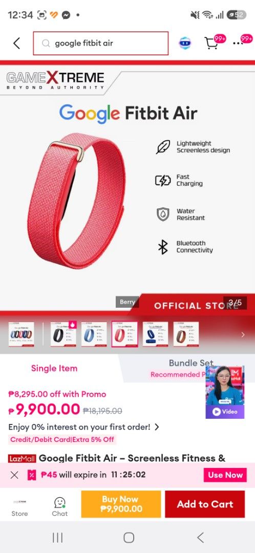 Pink Google Fitbit Air (Category: Wearables & Smart Watches) located in Taguig. Submitted by belle8816 (Listing ID 1470591333, Image 2). Description: brand new won this at a company raffle already using a different wearable location is BGC .