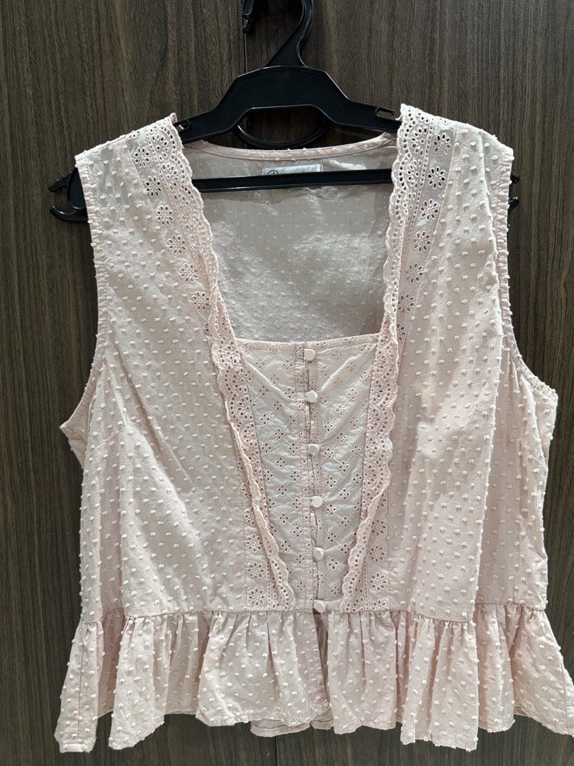 Pink peplum top (Category: Blouses) located in Pasig City. Submitted by kodak.blue (Listing ID 1470683697, Image 1). Description: .