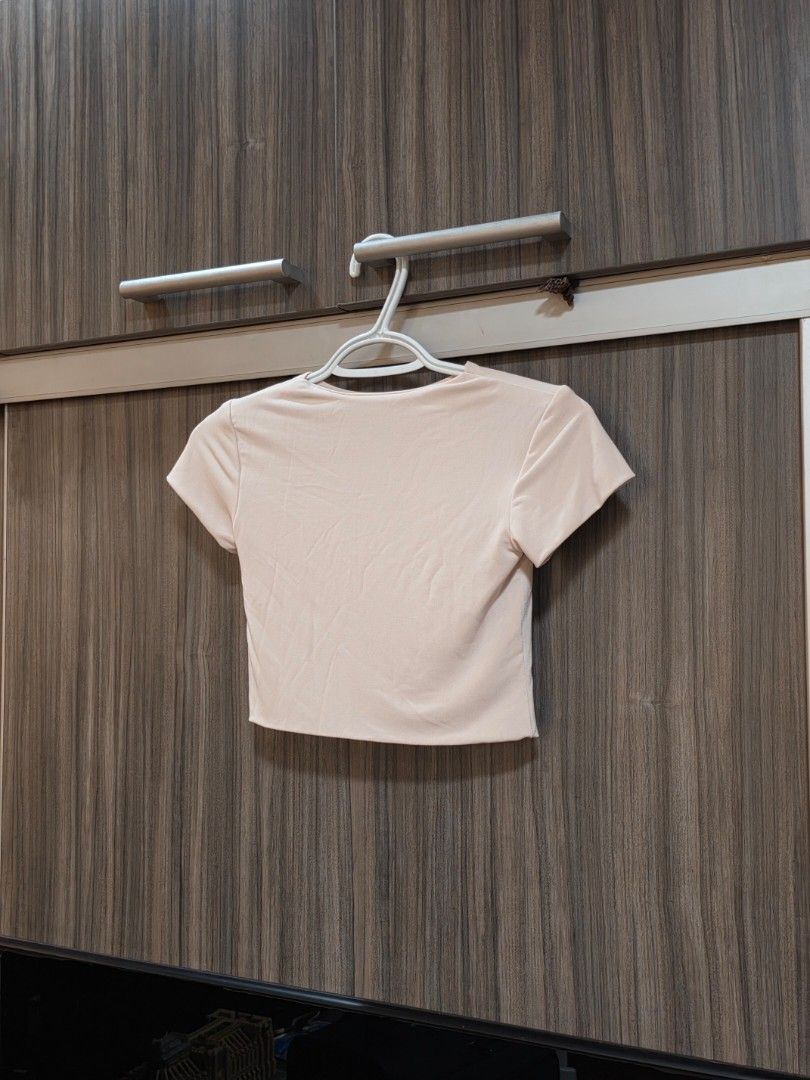 Plain Beige Fitted Crop Top (Category: Shirts) located in Quezon City. Submitted by snowflakes.specials (Listing ID 1470574241, Image 1). Description: XS Brand new, only stored.