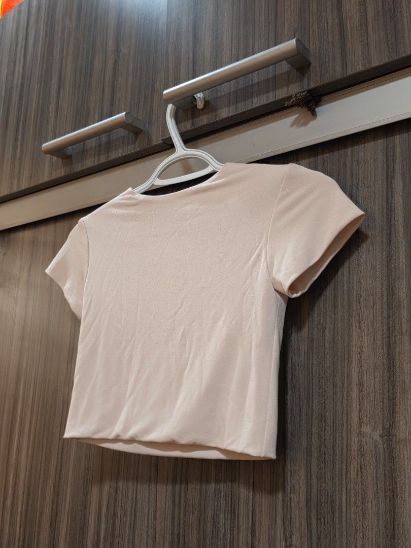 Plain Beige Fitted Crop Top (Category: Shirts) located in Quezon City. Submitted by snowflakes.specials (Listing ID 1470574241, Image 2). Description: XS Brand new, only stored.