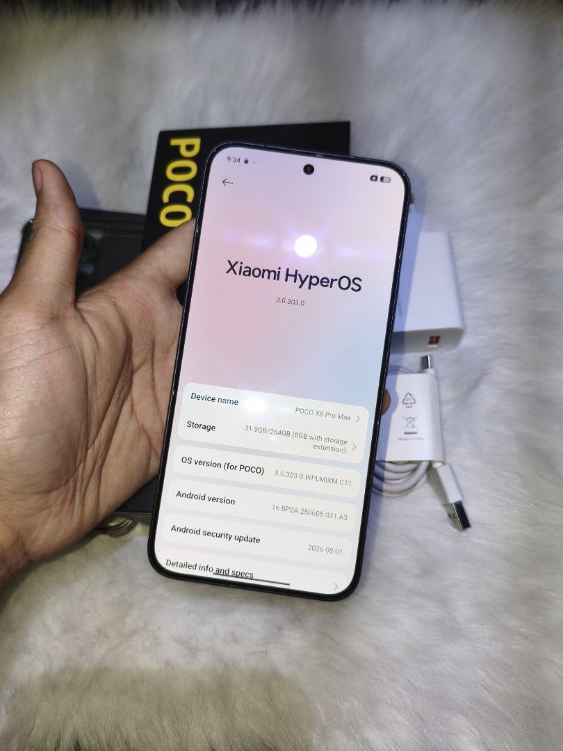 POCO (Category: Xiaomi) located in Manila. Submitted by chollo28 (Listing ID 1470653719, Image 3). Description: FOR SALE X SWAP SAMAY ADD 🏷️22999 POCO X8 PRO MAX 5G 12+4/256+8 (BLACK) INCLUSION:2CASE, 100 WATTS CHARGER, BOX ,UNIT, TEMPERED GLASS (98%BATTHEALTH) 12+4/256+8 GB STORAGE 6.83 INCH DISPLAY AMOLED 68B COLORS 120HZ REFRESH RATE DOLBY VISION DIMENSITY 9500S (3nm) 50 MP BACK CAMERA 20 MP SELFIE CAMERA FINGERPRINT IN-DISPLAY 8500 MAH BATTE
