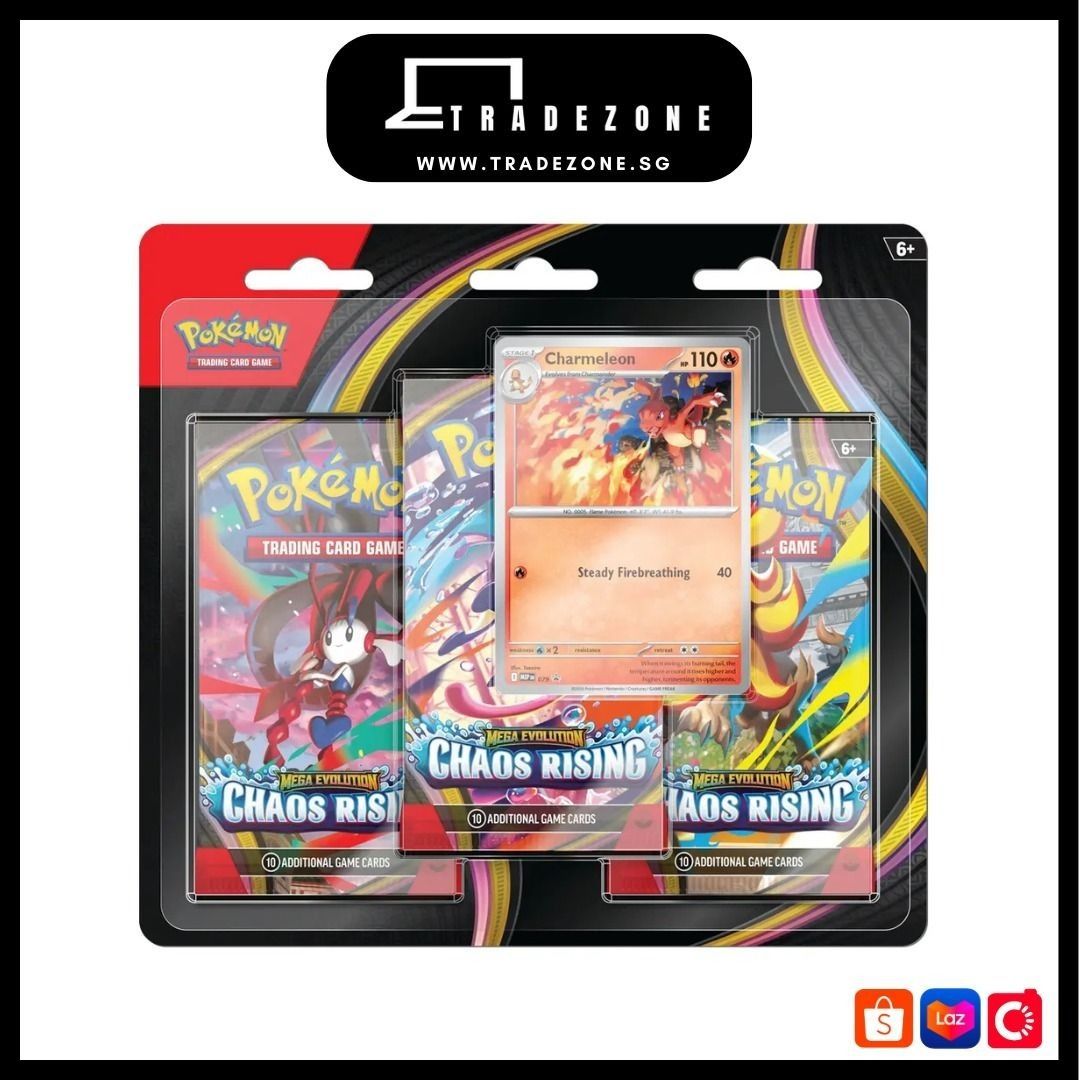 Pokemon TCG Chaos Rising 3-Pack Blister (Charmeleon) (3 Packs), Toys ...