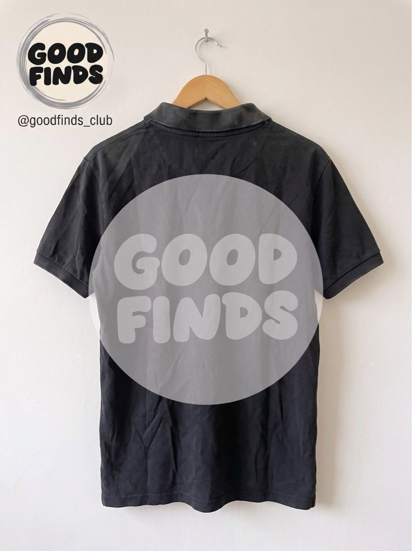 POLO RALPH LAUREN BLACK GERMANY (Category: Tshirts & Polo Shirts ) located in Manila. Submitted by goodfinds_club (Listing ID 1470683760, Image 2). Description: General fading, wash wear, and natural wrinkling across the cotton fabric consistent with pre-loved use; collar edges show typical fading from use. Back remains simple with no prints..