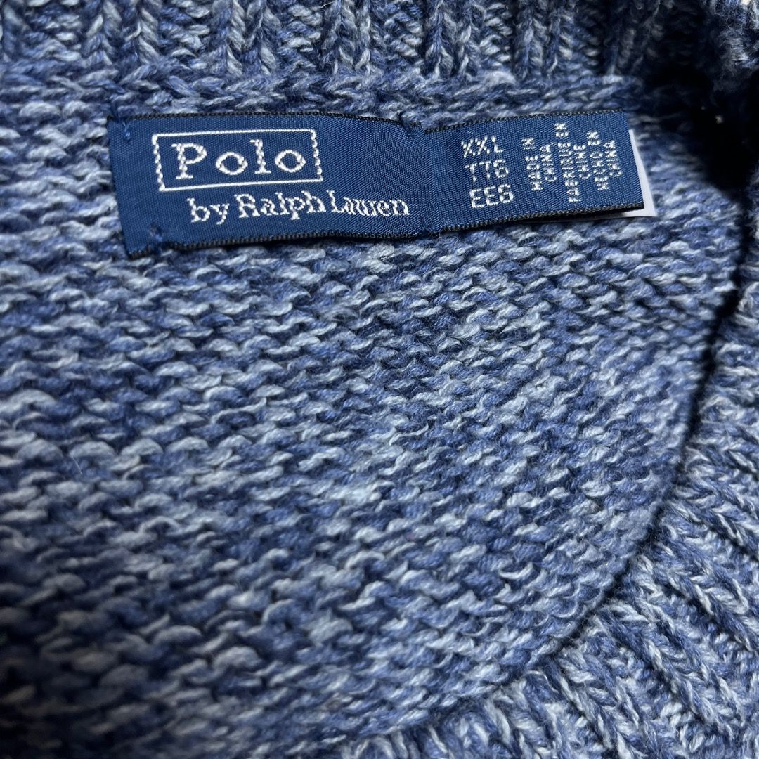 Polo Ralph Lauren Script Ocean Blue Knitted Sweater (Category: Coats, Jackets and Outerwear) located in Caloocan City. Submitted by achilles_grails (Listing ID 1470676698, Image 3). Description: - Brand: Polo Ralph Lauren - Style: Ocean blue knitted sweater with prominent cream 'POLO' script lettering on the chest - Size: XXL (great for an oversized, relaxed fit) - Material: High-quality textured knit fabric with ribbed collar, cuffs, and hem - C