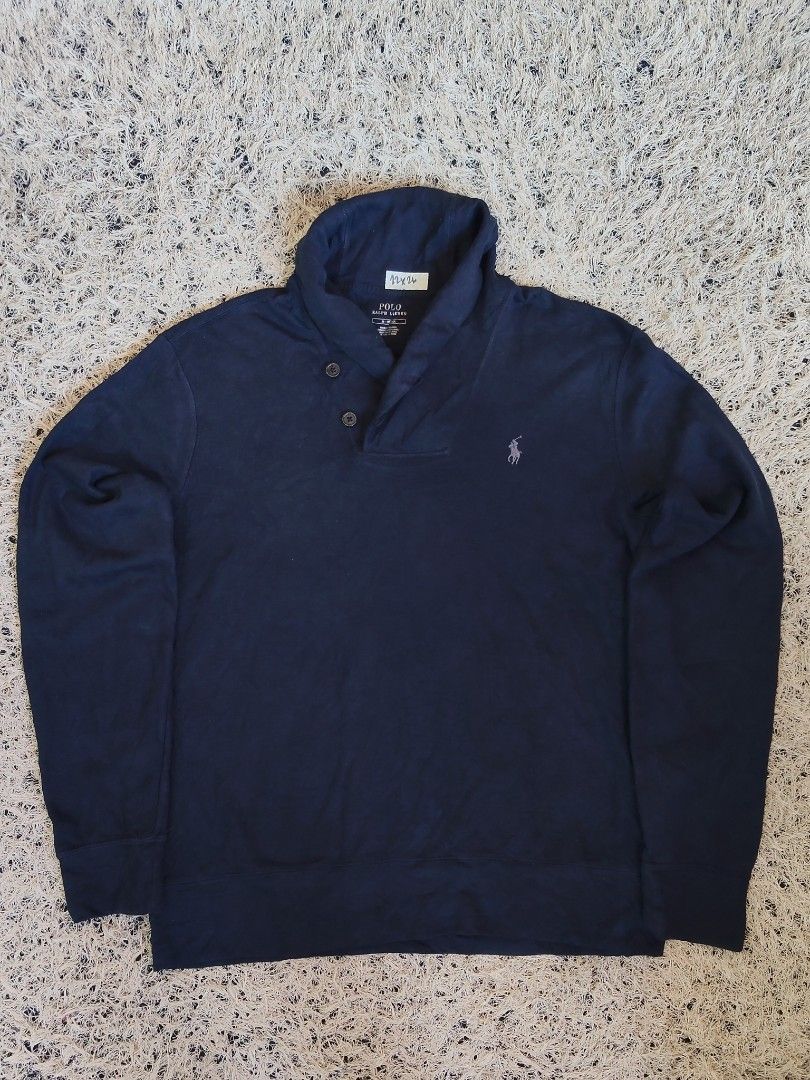 Polo Ralph Lauren Shawl Collar Pullover Sweater Navy Blue M (Category: Coats, Jackets and Outerwear) located in General Santos City (Dadiangas). Submitted by candaceazu76865 (Listing ID 1470686370, Image 1). Description: - Brand: Polo Ralph Lauren - Item: Shawl Collar Pullover Sweater - Color: Dark Navy Blue - Size: Medium - Material: Cotton blend (69% cotton, 29% viscose, 2% other fibers) - Origin: Made in Sri Lanka - Details: Two-button placket