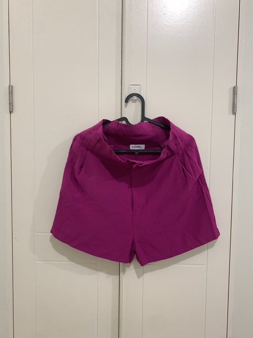 Pomelo Magenta Blazer and Shorts Set (Category: Sets or Coordinates) located in Pasig City. Submitted by lovedbyri (Listing ID 1470646769, Image 2). Description: - Brand: Pomelo - Color: Bright magenta - Set includes: Double-breasted blazer (Size XS) with 2 front buttons and structured lapels, plus high-waisted tailored shorts (Size S) - Condition: Great statement outfit - Style: Versatile for both casual and formal wear.