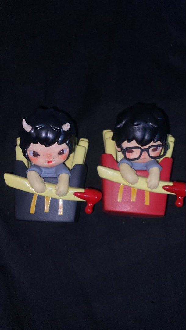 Pop Mart Custom Hirono (Category: Designer & Blind Box Toys) located in Manila. Submitted by mihos.garage.sale (Listing ID 1470652202, Image 1). Description: - Hirono in French fries and a bread costume - Detailed painting with vibrant colors - Perfect addition to any art toy collection or desk setup - Message for individual character availability or bundle deals.