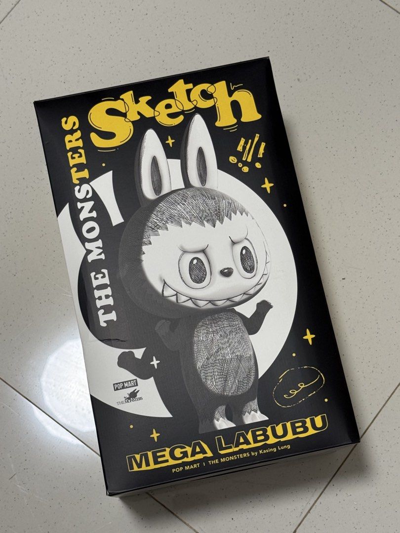POP MART THE MONSTERS Sketch Mega Labubu Figure (Category: Designer & Blind Box Toys) located in Manila. Submitted by pjaguilar436945 (Listing ID 1470588048, Image 1). Description: - Condition: Unboxed for checks only; figure is securely inside original plastic blister packaging - Inclusions: Original box included.