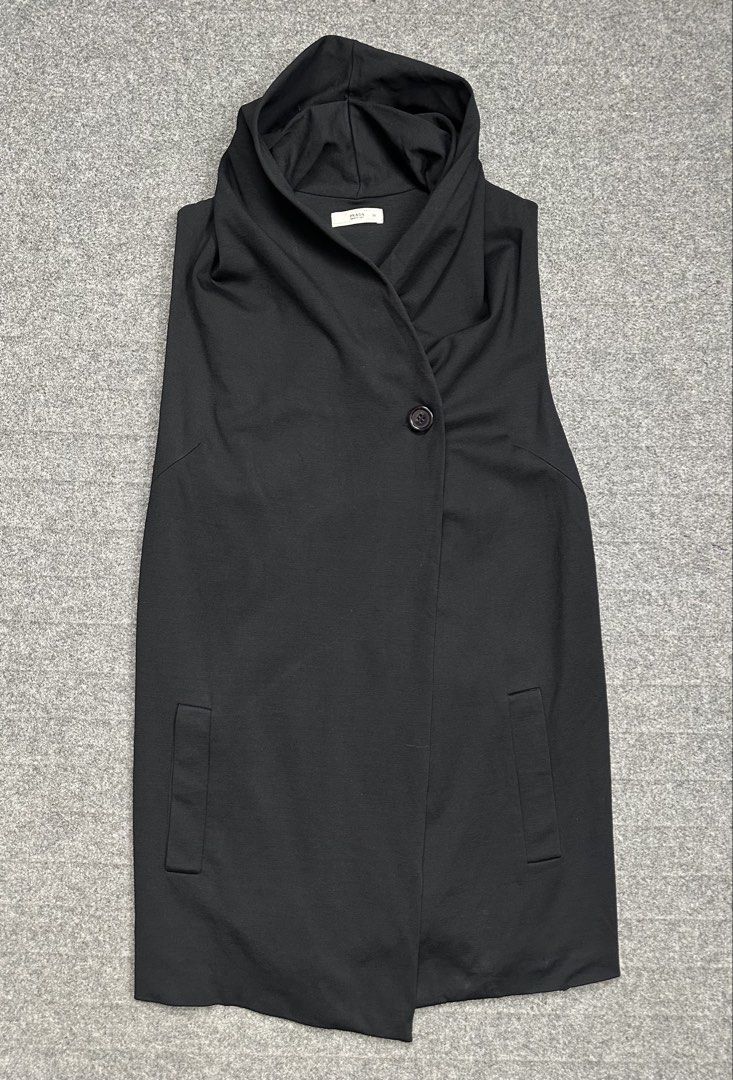Prada - Asymmetrical Draped Sleeveless Vest Cowl Neck - Single Chest Button. (Category: Coats, Jackets and Outerwear) located in Manila. Submitted by scissor.2fifthy (Listing ID 1470600144, Image 1). Description: Prada - Asymmetrical Draped Sleeveless Vest Cowl Neck - Single Chest Button. Size: 36 (see measurement) Made in Italy Material: 100% Cotton 80/100 condition rate Used Flaw: Minor sign of usage, some dirt, small scratch and missing inner 