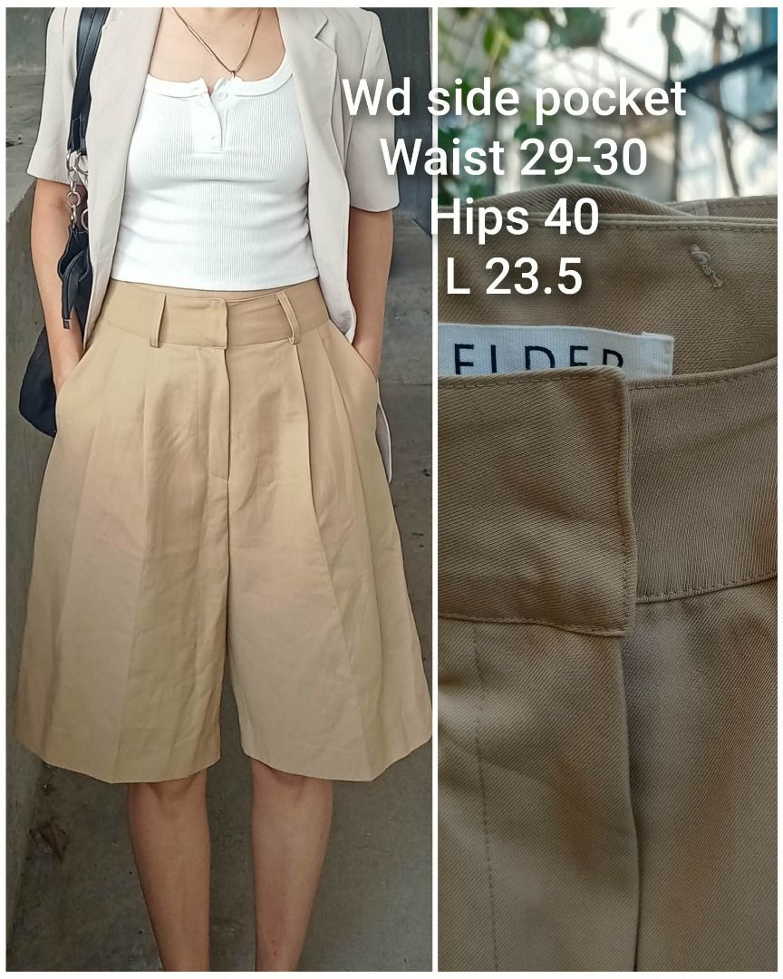 Premium bermuda tailored highwaist short (Category: Shorts) located in Davao. Submitted by irisrazona16792 (Listing ID 1470596325, Image 1). Description: Wd side pocket Waist 29-30 Hips 40 L 23.5 mall quality.