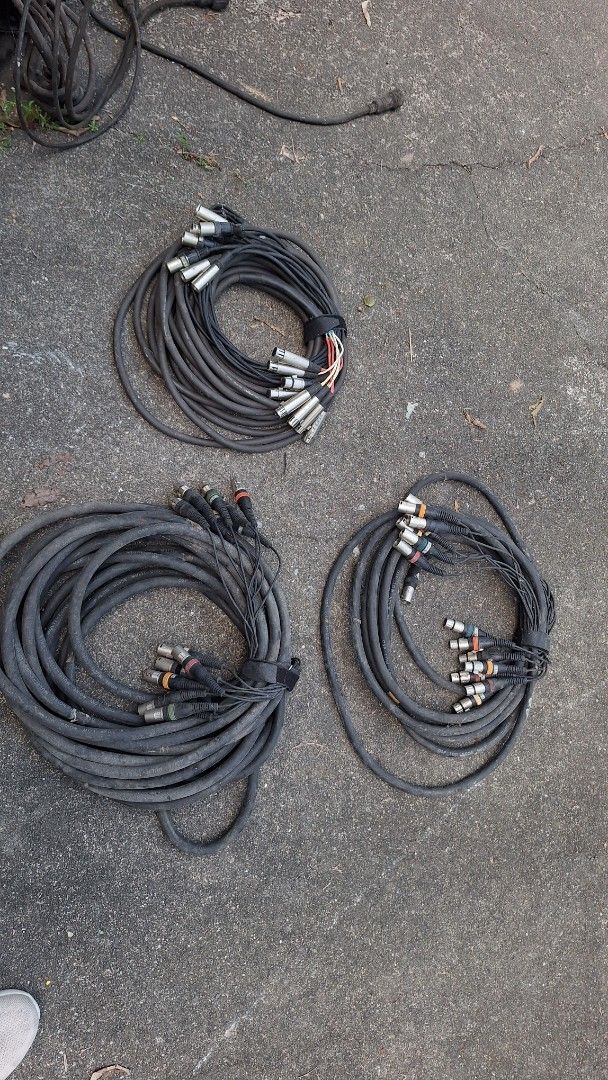 Professional Multicore Audio Snake Cables XLR (Category: Microphones) located in Angeles City. Submitted by pamdiel003 (Listing ID 1470614099, Image 1). Description: 50ft 8 channel fan snake cable (thick) 4,000 pesos ❌️ sold 50ft 8 channel fan snake cable (thin) 3,000 pesos 25ft 8 channel fan snake cable 3,000 pesos 2 available Loc: Sunset Valley Mansions Brgy Cutcut Angeles City.